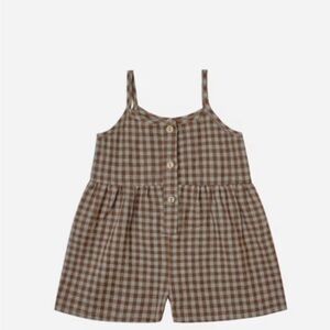Rylee + Cru Button Romper Gingham